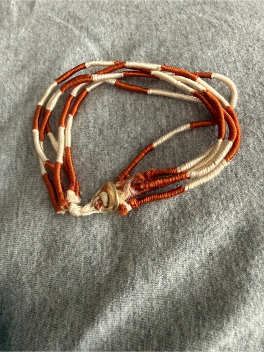 Handcrafted Orange and Cream Wrapped Cord Bracelet